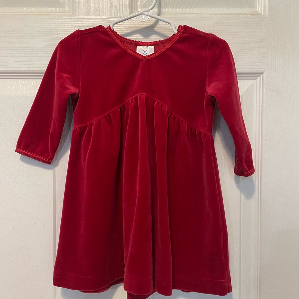 Hanna Andersson Red Velvet Holiday Dress Baby Girls 70 (6-12M)